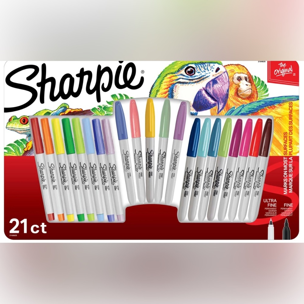 NWT Sharpie Permanent Markers, Fine and Ultra-Fine Points, Assorted, 21 Count